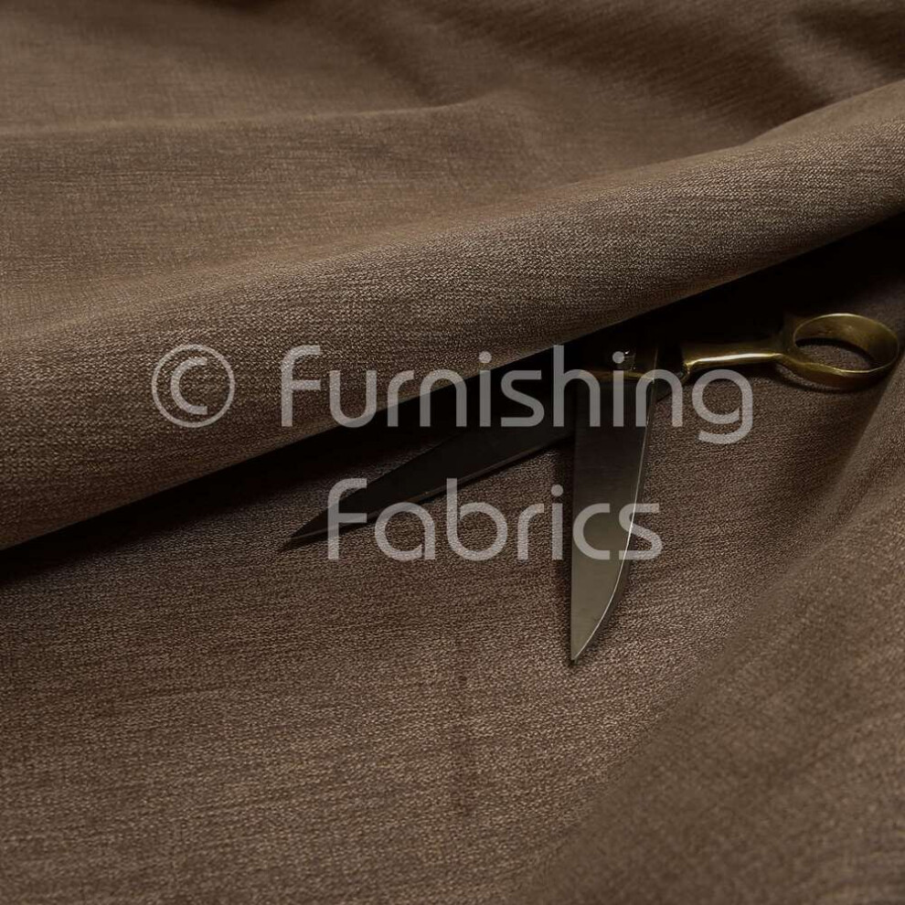 Flat Weave Matt Finish Chenille Upholstery Fabric For Sofas Chairs Furniture Flame Treated Fabric In Brown Colour Sold By Metre