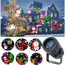 (UK) Christmas LED Laser Projector Light Snowflake Elk Projection Lamp Stage Indoor Lighting Decoration