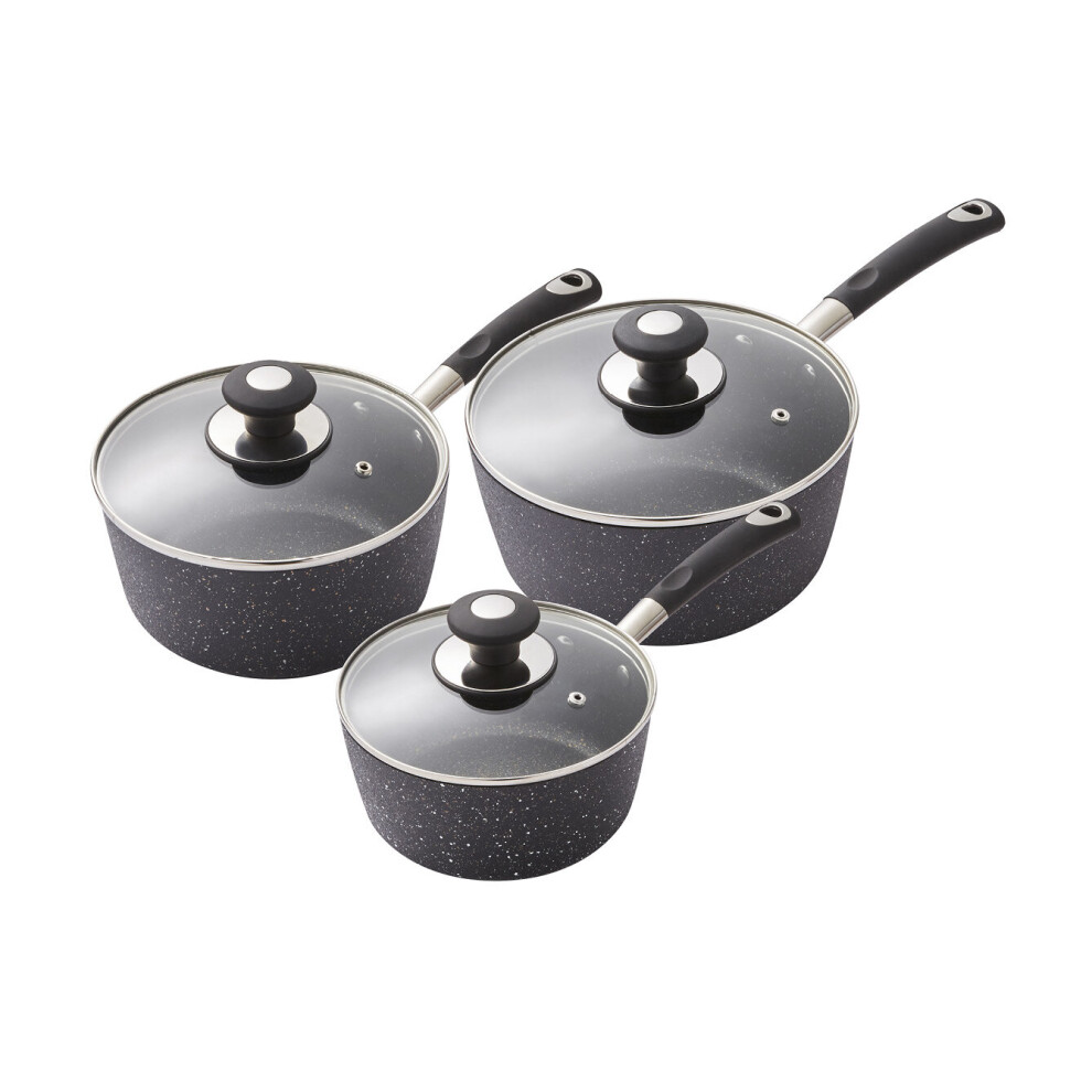 Tower T900111 Precision 3 Piece Non-Stick Saucepan Set, Black
