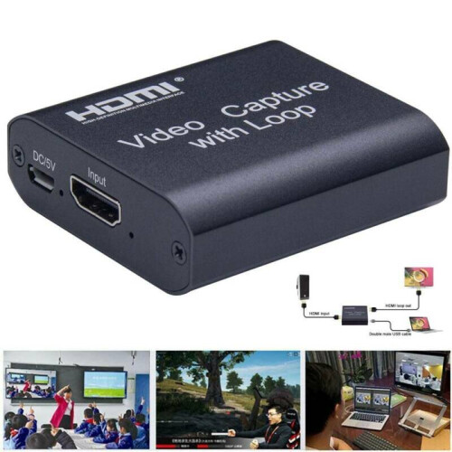 HDMI Video Capture Card Loop Out Support USB 2.0 Grabber Streaming Live Records