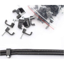 (9.6mm x 20pcs, Black) Viewi Twin/Shotgun/Double Coaxial Cable Clips -WF65/CT63 Dual Outdoor for Sky/Freesat Sat/Satellite Wire Clip - Thin-Lead-Plus + HD