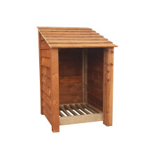 (4ft, Rustic Brown) Wooden Log Store - Standard Roof (L-79cm, H-126cm / 180cm, W-81cm)