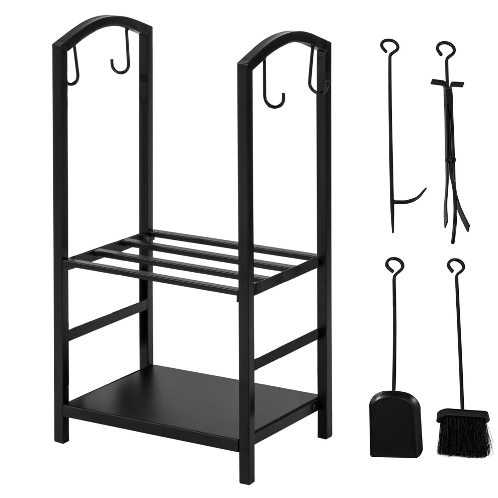 SoBuy SDA01-SCH,2 Tiers Firewood Rack with 4 Tools
