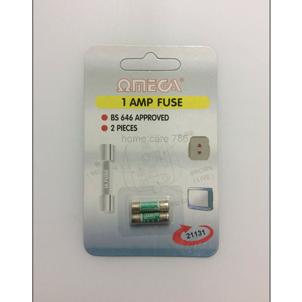 Omega 1 AMP Fuses UK 1 Amp Pack of 2