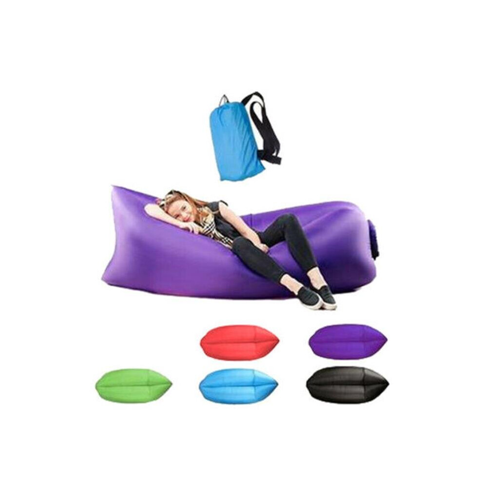 (Black) Inflatable Lounger Folding Air Sofa Outdoor Sleep