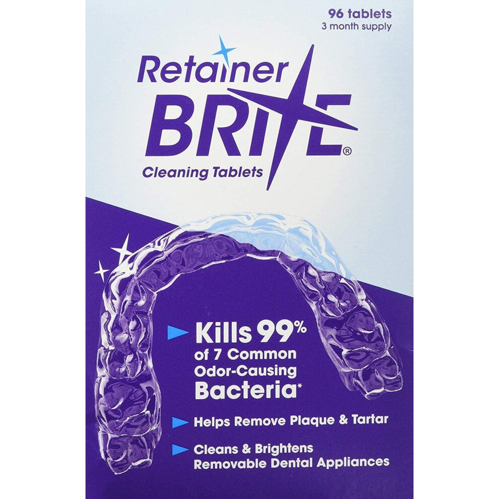 (96 Count (Pack of 3)) Retainer Brite Cleaning Tablets
