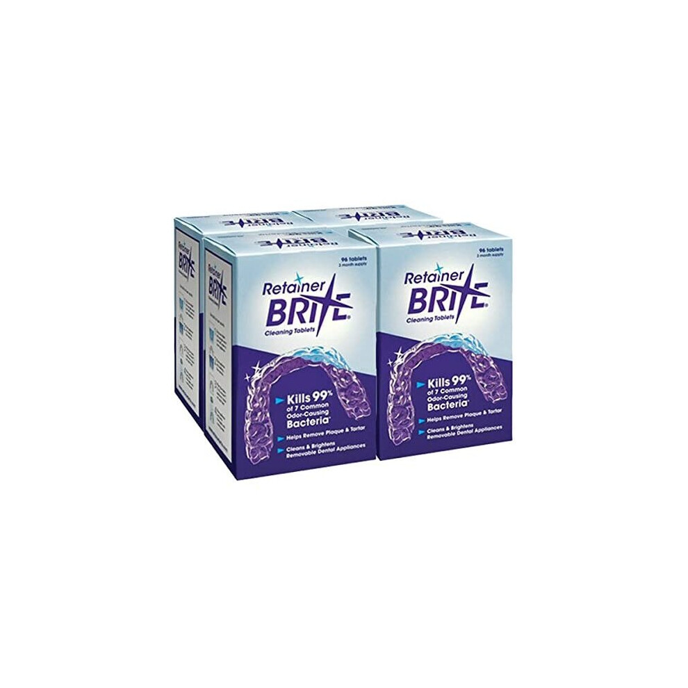 (96 Count (Pack of 4)) Retainer Brite Cleaning Tablets