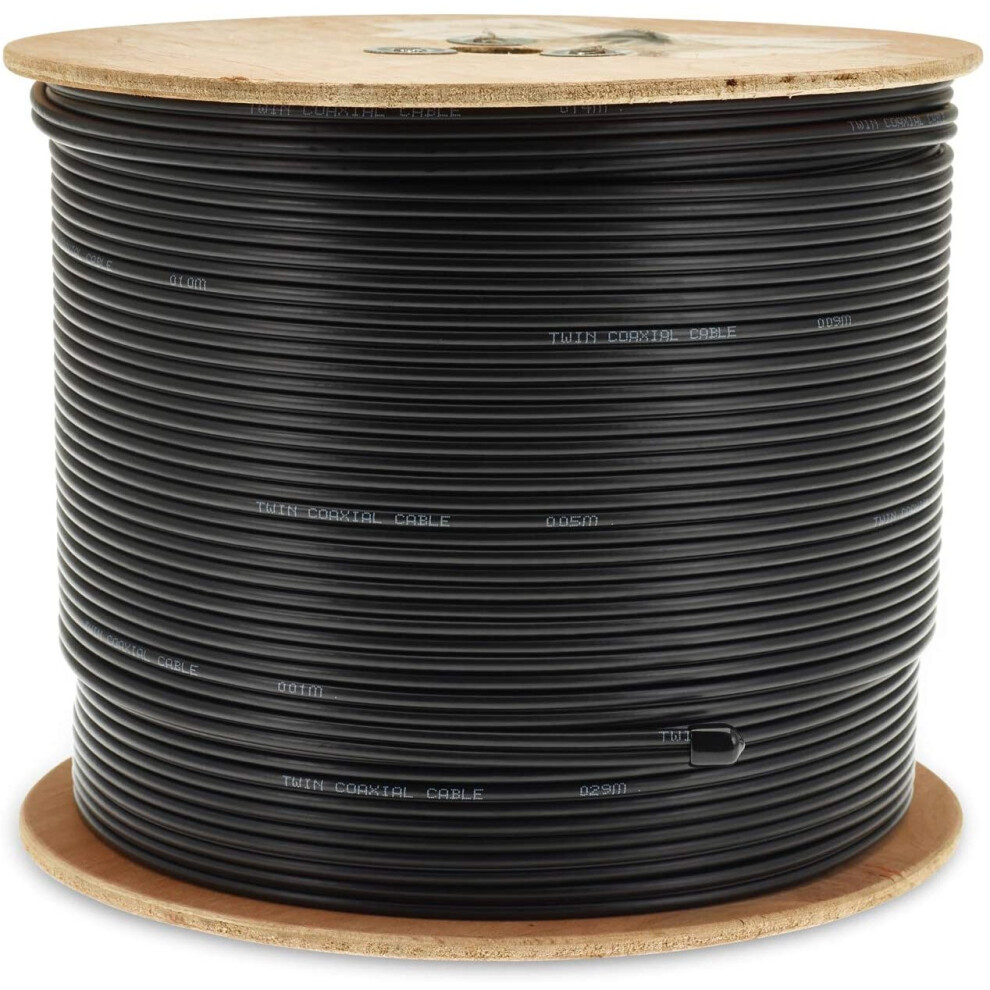 (250 Meter Drum, Black) Viewi Twin Satellite Shotgun Cable for Sky HD and Freesat