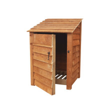 (4ft, Rustic Brown) Wooden Log Store With Door - Standard Roof (L-79cm, H-126cm / 180cm, W-81cm)