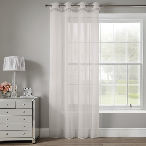 Alan Symonds Glitter Eyelet Ready Made Ivory 54" Single Curtain Panel