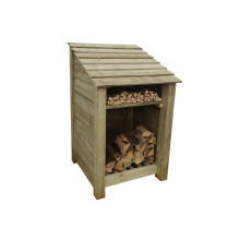 (4ft, Light Green) Wooden Log Store With Kindling Shelf - Standard Roof (L-79cm, H-126cm / 180cm, W-81cm)