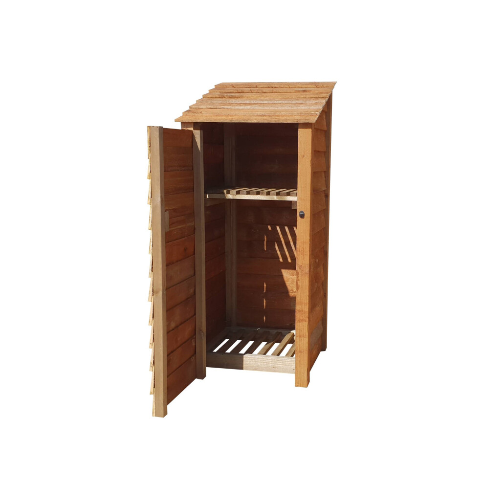 (6ft, Rustic Brown) Wooden Log Store With Door And Kindling Shelf - Standard Roof (L-79cm, H-126cm / 180cm, W-81cm)-image-OPC-P6GVSKZ-NEW