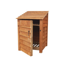(4ft, Rustic Brown) Wooden Log Store With Door And Kindling Shelf - Standard Roof (L-79cm, H-126cm / 180cm, W-81cm)