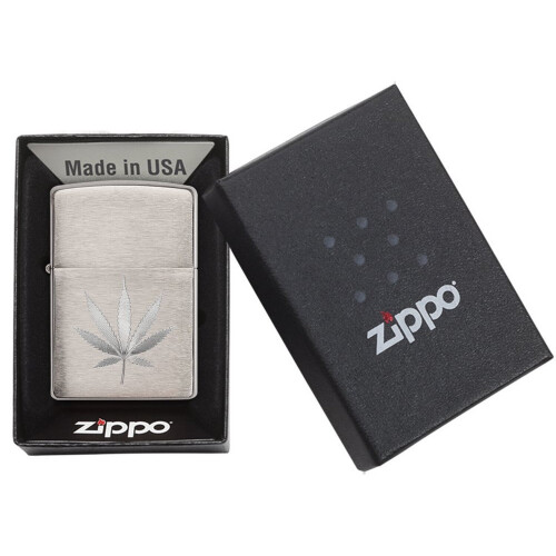 Zippo Zippo Leaf Design Brushed Chrome Windproof Cigarette Lighter Smokers 2