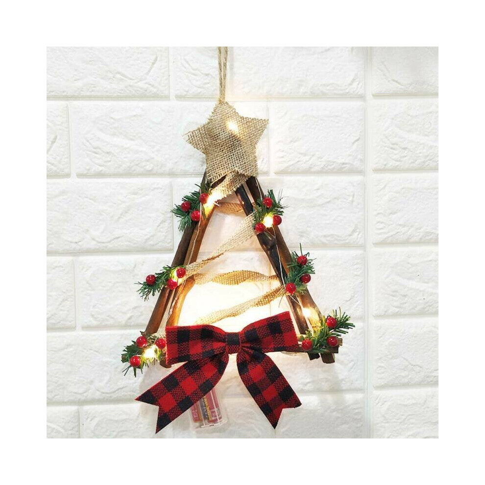 (Triangle) Snowman Christmas Door Window Decor Wreath Hangings Wall Garland LED Lights Gift