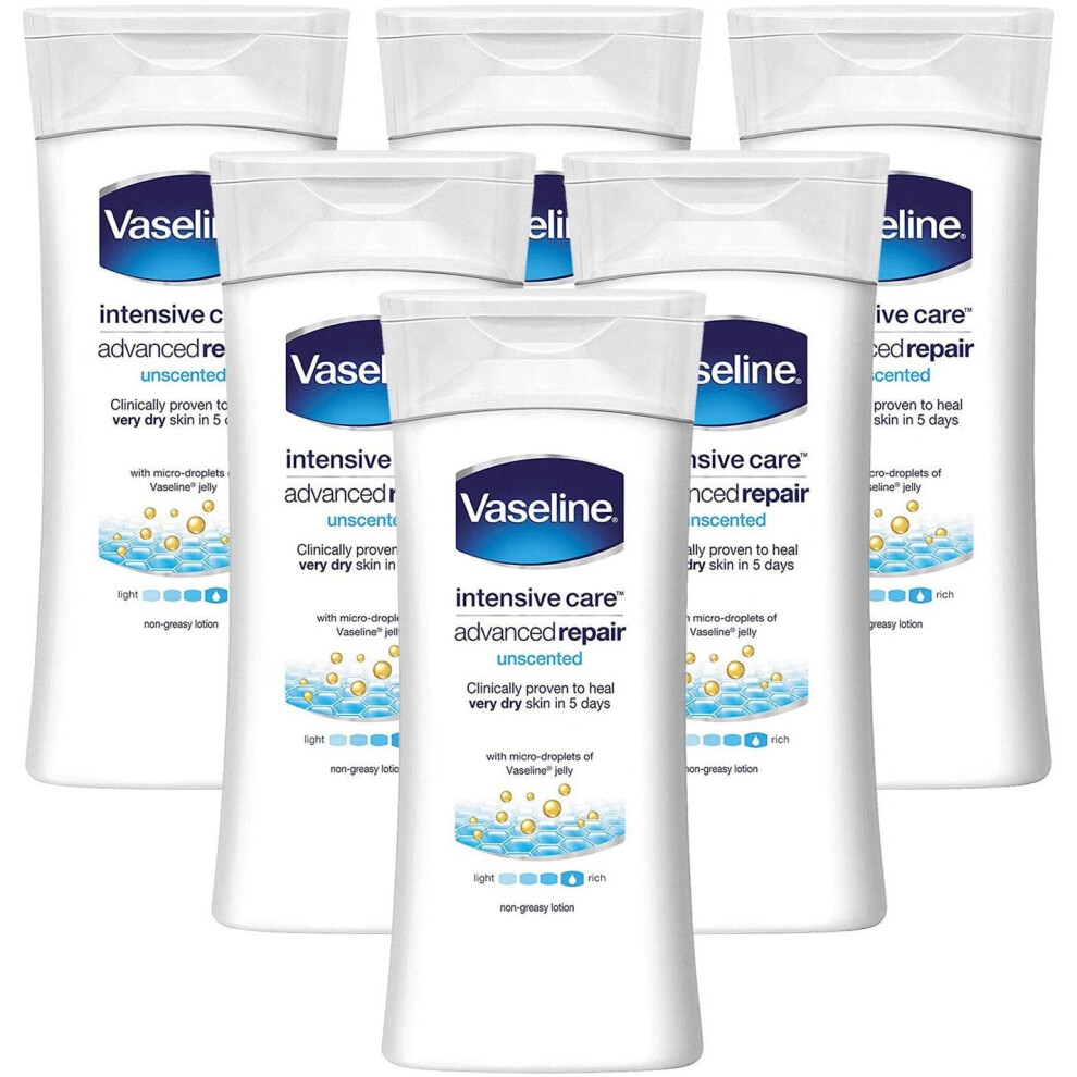 (Advanced Repair - 200 ml (Pack of 6)) Vaseline Intensive Care with Vaseline Jelly Body Lotion