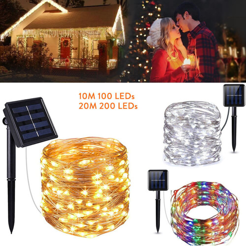 Ranpo (20M 200LEDs, Multicolour) 10M 20M LED Solar String Fairy Lights Xmas Decor