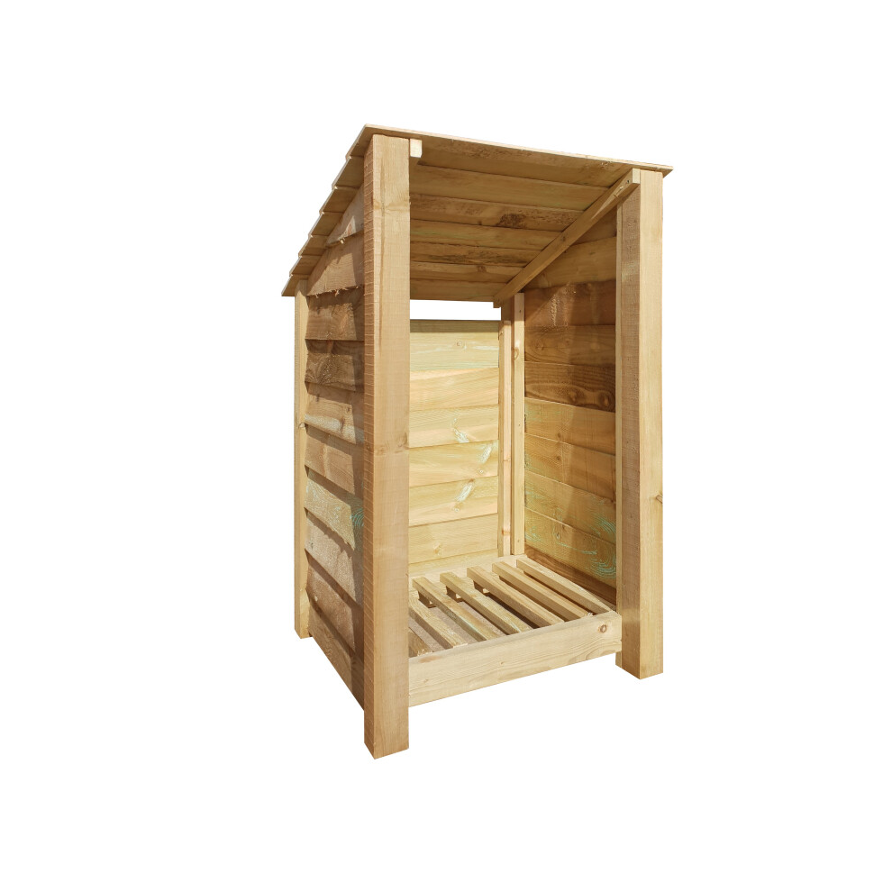 (4ft, Light Green) Wooden Log Store - Reverse Roof (L-79cm, H-126cm / 180cm, W-81cm)-image-OPC-P6GW2V5-NEW