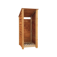 (6ft, Rustic Brown) Wooden Log Store - Reverse Roof (L-79cm, H-126cm / 180cm, W-81cm)