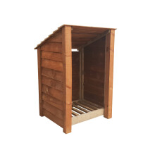 (4ft, Rustic Brown) Wooden Log Store - Reverse Roof (L-79cm, H-126cm / 180cm, W-81cm)