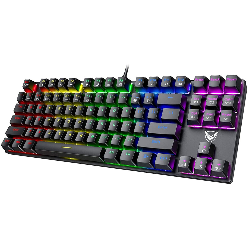 PICTEK TKL Mechanical Gaming Keyboard, RGB LED Rainbow Backlit