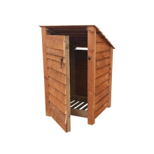 (4ft, Rustic Brown) Wooden Log Store With Doors - Reverse Roof (L-79cm, H-126cm / 180cm, W-81cm)