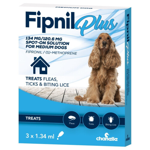 Fipnil Plus Spot On Flea Treatment Medium Dog 1.34ml x 3 Pipettes