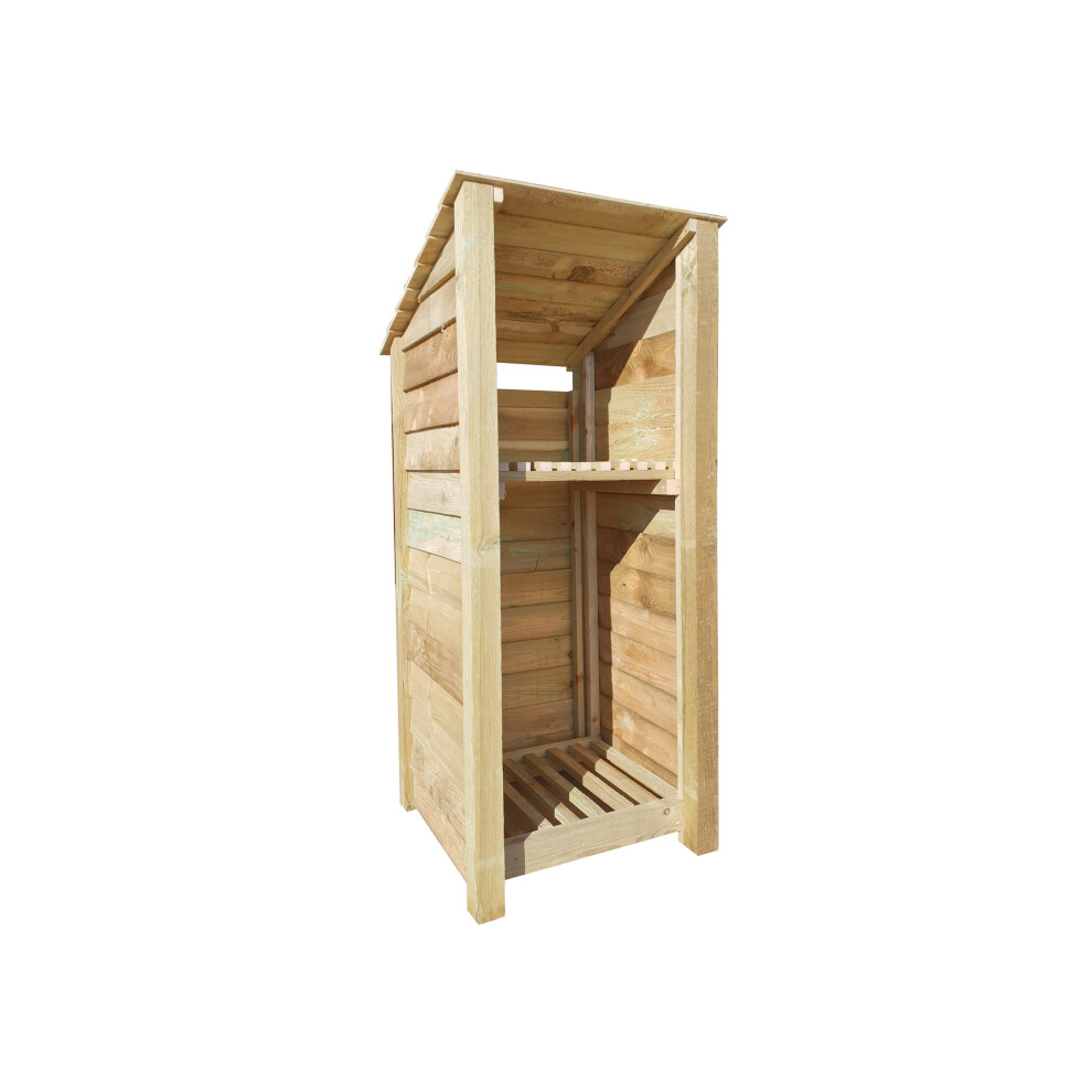 (6ft, Light Green) Wooden Log Store With Kindling Shelf - Reverse Roof (L-79cm, H-126cm / 180cm, W-81cm)-image-OPC-P6GW5RK-NEW