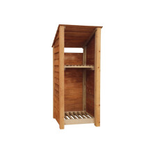 (6ft, Rustic Brown) Wooden Log Store With Kindling Shelf - Reverse Roof (L-79cm, H-126cm / 180cm, W-81cm)
