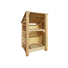 (4ft, Light Green) Wooden Log Store With Kindling Shelf - Reverse Roof (L-79cm, H-126cm / 180cm, W-81cm)