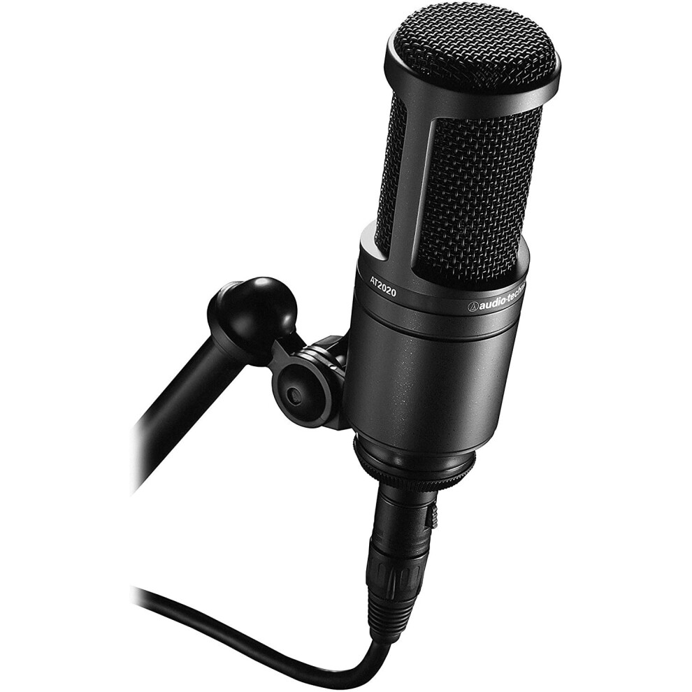 Audio-Technica AT2020 Cardioid Condenser Studio XLR Microphone, Black, Ideal for Project/Home Studio Applications