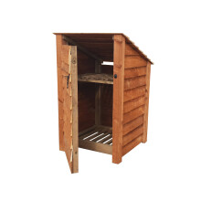 (4ft, Rustic Brown) Wooden Log Store With Door And Kindling Shelf - Reverse Roof (L-79cm, H-126cm / 180cm, W-81cm)