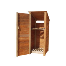 (6ft, Rustic Brown) Wooden Log Store With Door And Kindling Shelf - Reverse Roof (L-79cm, H-126cm / 180cm, W-81cm)