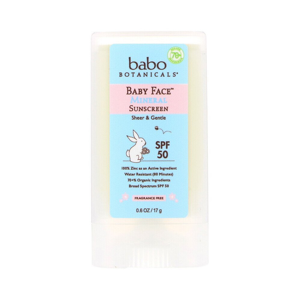 , Baby Face, Mineral Sunscreen Stick, Spf 50 Babo Botanicals
