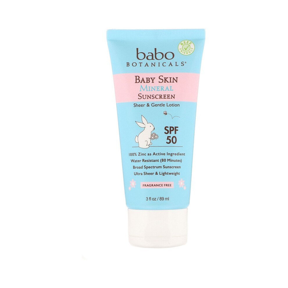 Babo Botanicals, Baby Skin, Mineral Sunscreen Lotion, SPF 50