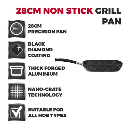 Tower Tower T900115 Precision 28cm Non-Stick Grill Pan, Black 1
