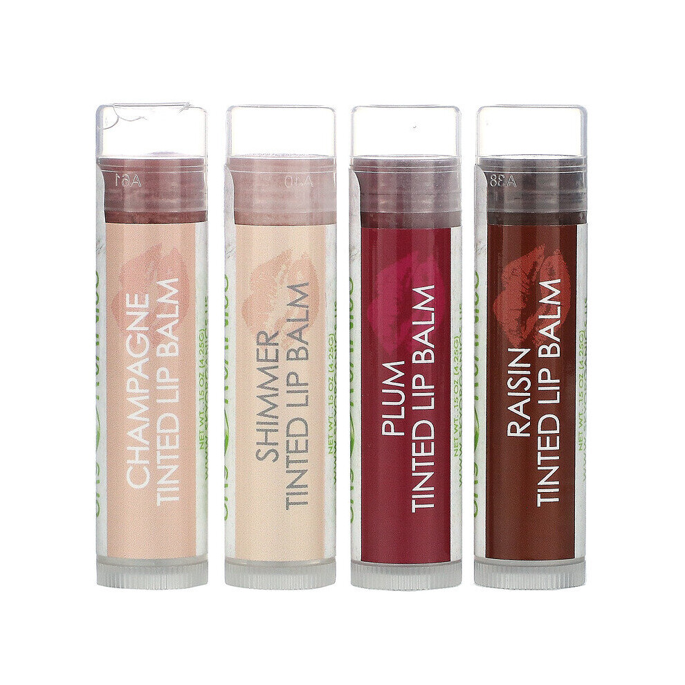 Sky Organics Pink Tinted Lip Balms, 4 Pack Set, 0.15 Oz (4.25 G) Each