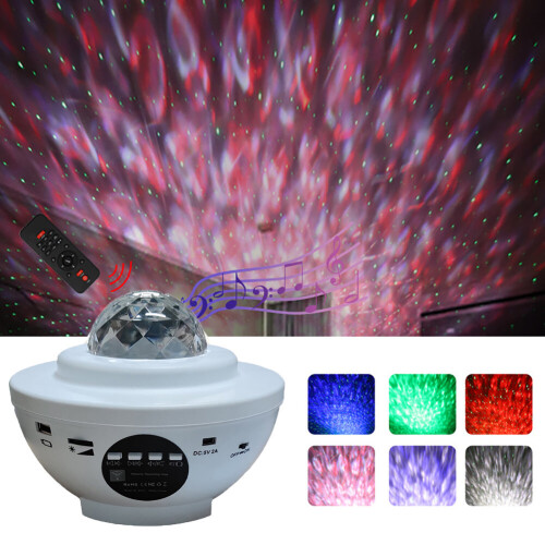 (white) Galaxy Light Projector Star and Waves Projector USB Powered LED Starlights Music Sky Light Starry Night Light Planetarium Nebula Projector