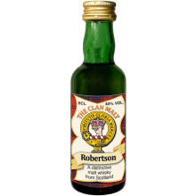 Robertson Clan Crest Miniature Whisky Collectable 5cl Bottle, Made in Scotland