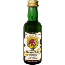 Stuart of Bute Clan Crest Miniature Whisky Collectable 5cl Bottle, Made in Scotland