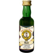 Shaw Clan Crest Miniature Whisky Collectable 5cl Bottle, Made in Scotland