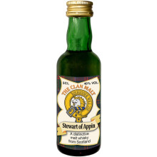 Stewart of Appin Clan Crest Miniature Whisky Collectable 5cl Bottle, Made in Scotland