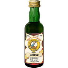 Wallace Clan Crest Miniature Whisky Collectable 5cl Bottle, Made in Scotland
