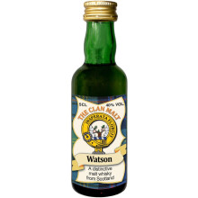 Watson Clan Crest Miniature Whisky Collectable 5cl Bottle, Made in Scotland