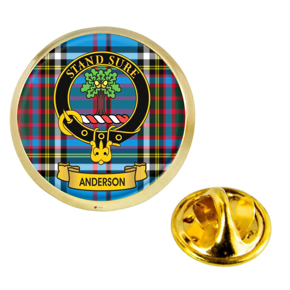 Lapel Pin Badge Anderson Scottish Clan Crest Brass Finish Scottish Made