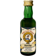Barclay Clan Crest Miniature Whisky Collectable 5cl Bottle, Made in Scotland