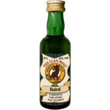 Baird Clan Crest Miniature Whisky Collectable 5cl Bottle, Made in Scotland