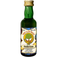 Anderson Clan Crest Miniature Whisky Collectable 5cl Bottle, Made in Scotland