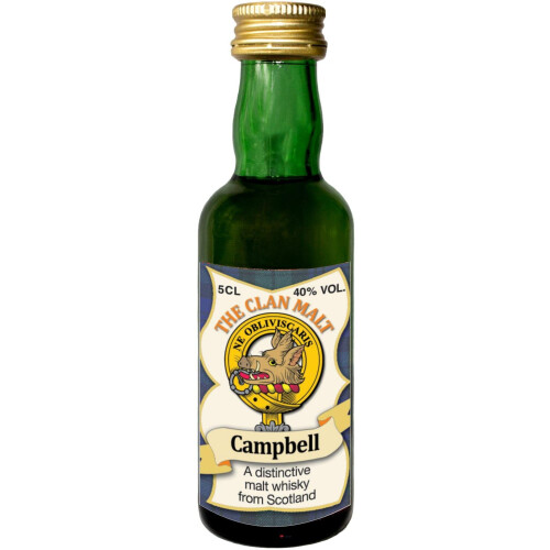 Campbell Clan Crest Miniature Whisky Collectable 5cl Bottle, Made in Scotland