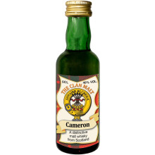 Cameron Clan Crest Miniature Whisky Collectable 5cl Bottle, Made in Scotland